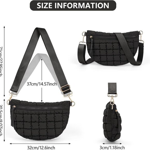 Quilted Nylon Crossbody Bag Womens Puffer Sling Purse Small Roomy Stylish - Picture 4 of 6